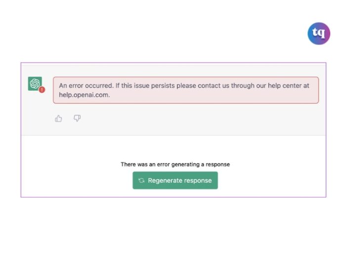 ChatGPT an error occurred