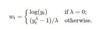 Box cox transformation equation