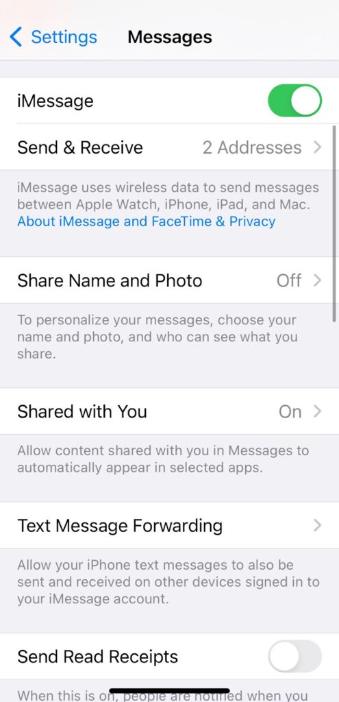 iphone messages settings